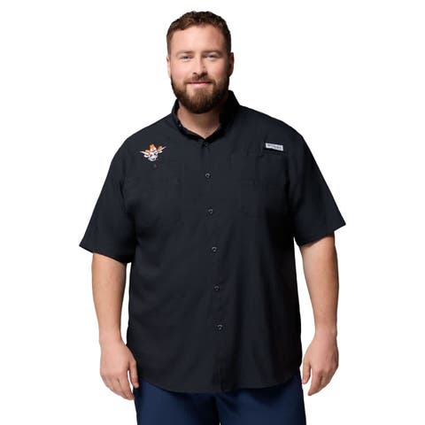 Men's Columbia  Black Texas Longhorns Big & Tall Tamiami Omni-Shade Button-Down Shirt