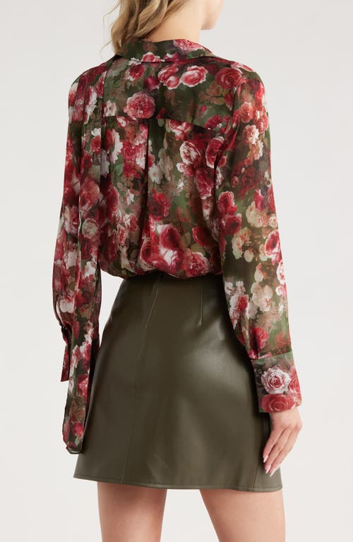 L Agence L'agence Basil Floral Long Sleeve Shirt With Scarf In Multi
