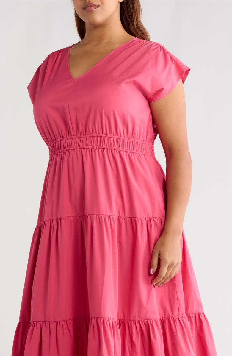 Nordstrom Tiered Cotton Poplin Dress, Alternate, color, Pink Carmine