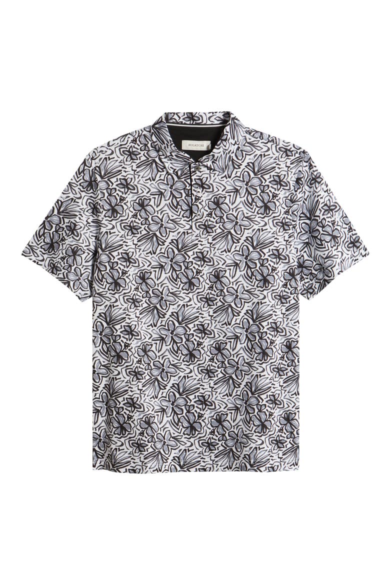 Hendrix Digital Abstract Print Cotton Polo, Alternate, color, WHITE