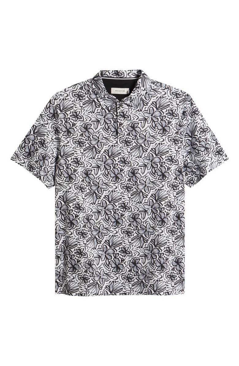 Bugatchi Hendrix Digital Abstract Print Cotton Polo, Main, color, White