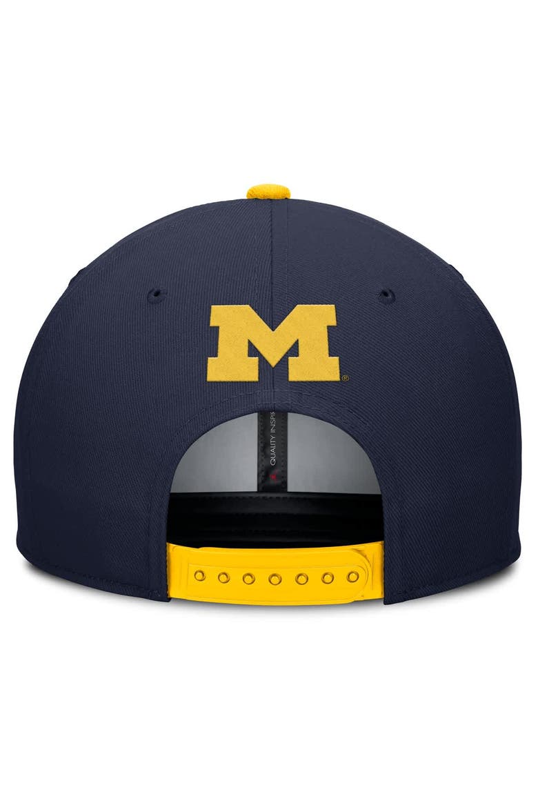 Men's Jordan Brand Navy/Maize Michigan Wolverines 2025 Sideline Campus Pro Local Snapback Hat, Alternate, color, Navy