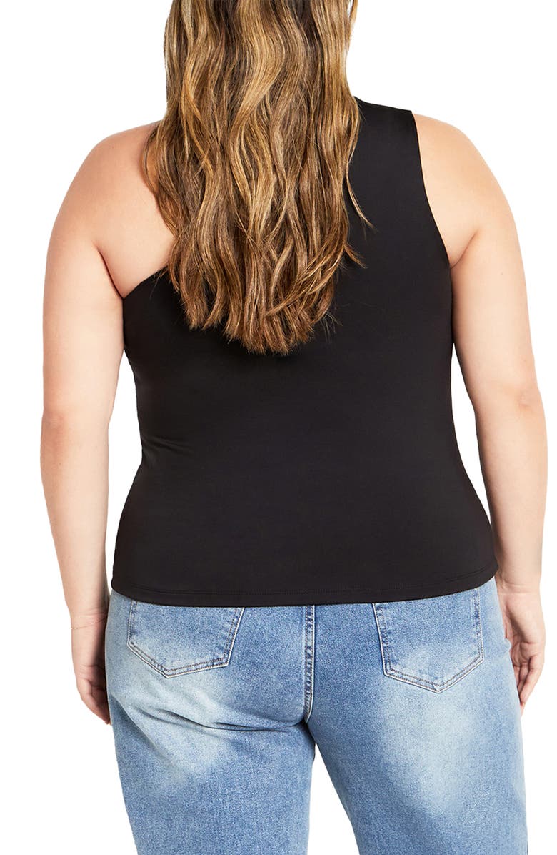City Chic Swept Away One-Shoulder Top, Alternate, color, Black
