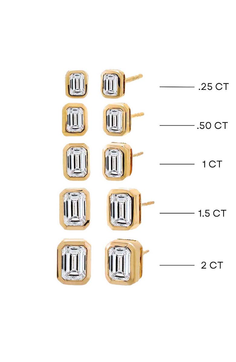 BY ADINA EDEN Lab Grown Diamond Emerald Bezel Stud Earring 14K, Alternate, color, 14K White Gold - 1 Carat