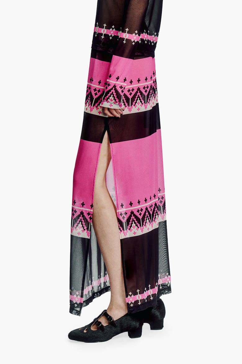 Fair Isle Mesh Skirt, Alternate, color, Azalea Multi