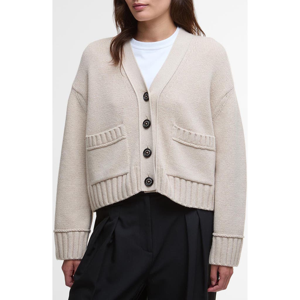 Barbour Faye Cotton & Wool Blend Cardigan In Neutral