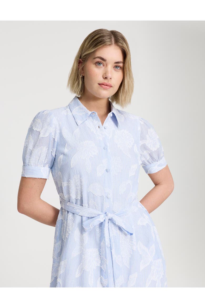 Mariah Tie Waist Midi Shirt Dress, Alternate, color, Blue Floral Stripe