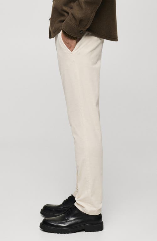 Mango Slim Fit Straight Leg Corduroy Pants In Ecru