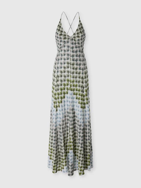 Long Viscose Lamé Dress With Crossed Straps