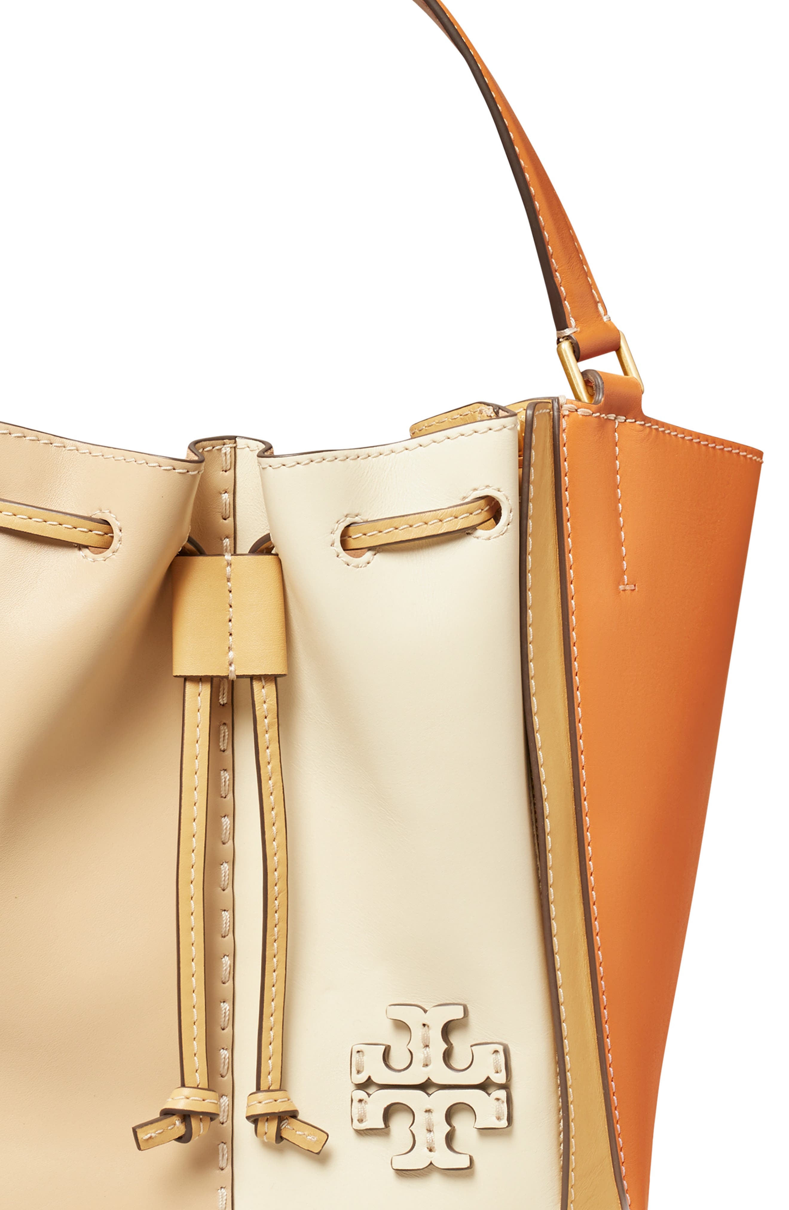 Tory Burch McGraw Colorblock Drawstring Leather Satchel, Alternate, color, 