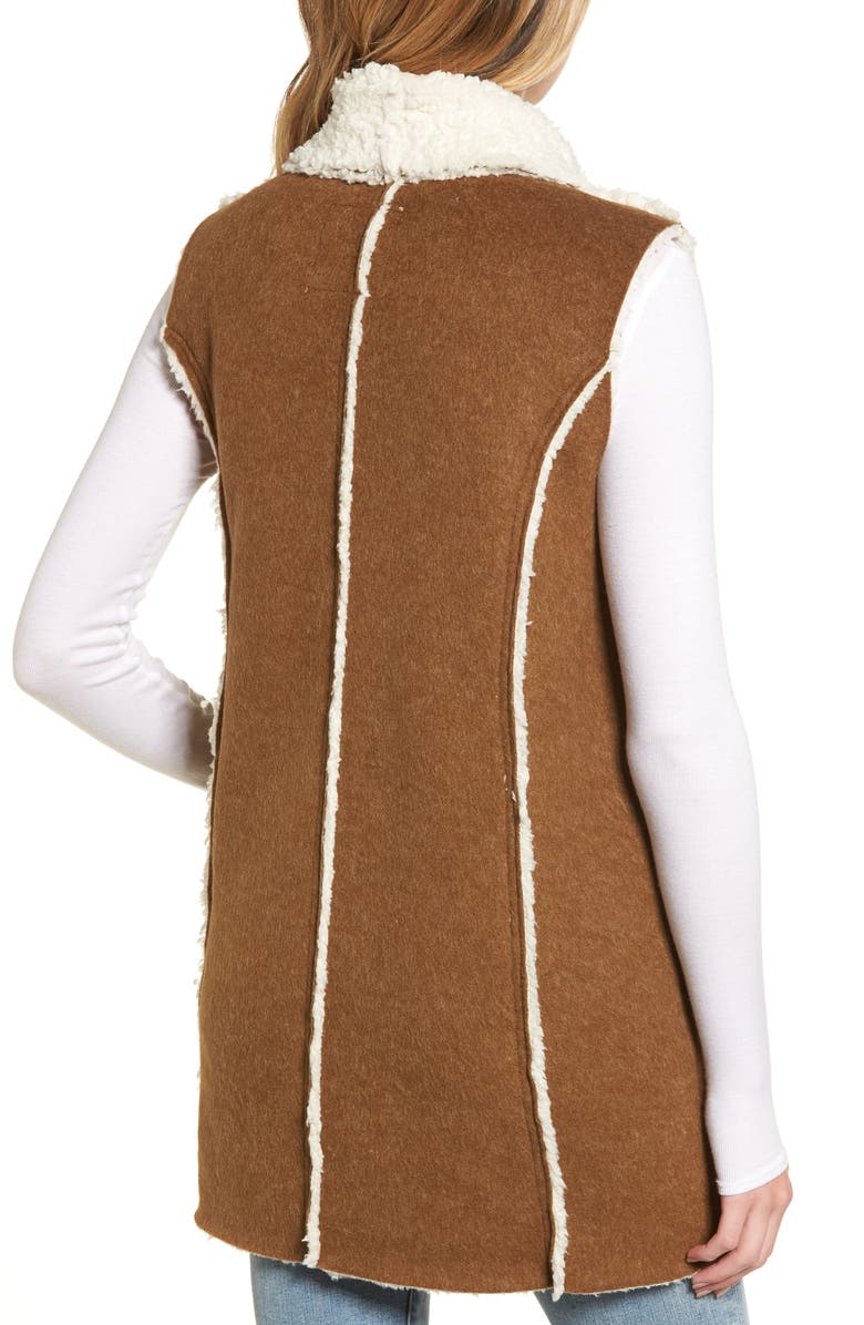 Dylan Flannel Faux Shearling Vest, Alternate, color,