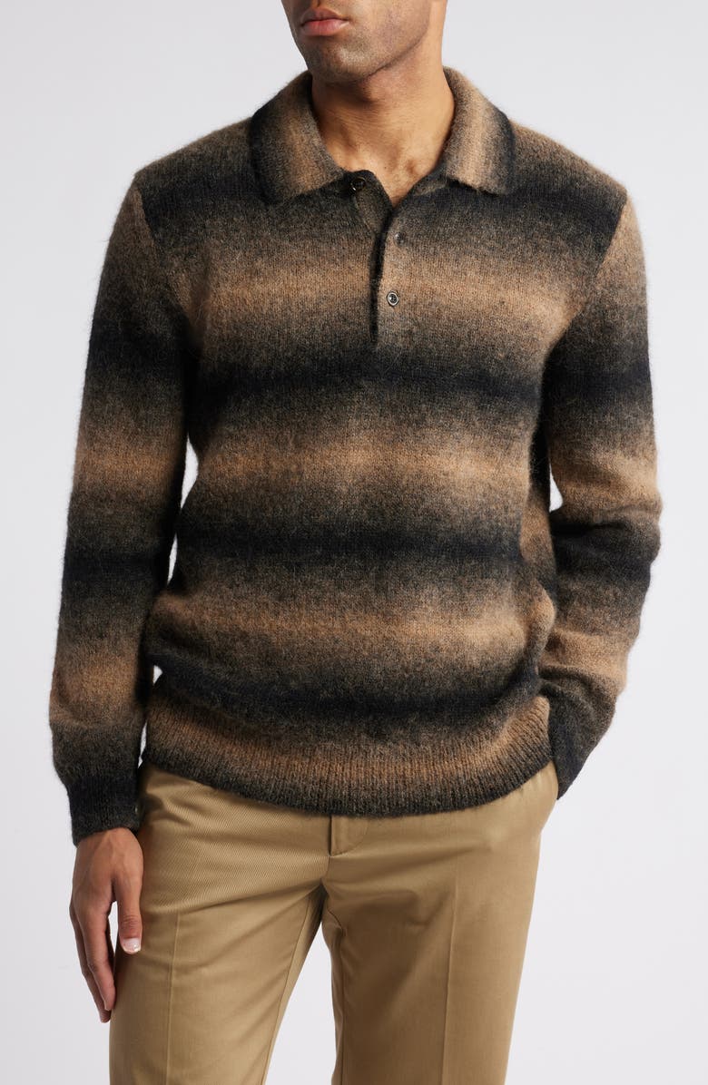 NN07 Alfie 6656 Ombré Stripe Long Sleeve Alpaca Blend Polo Sweater, Main, color,