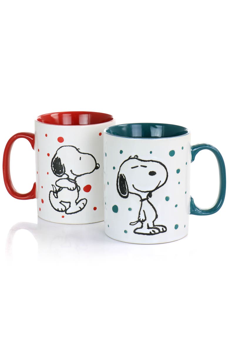 Freckled Joy 15oz Stoneware 4 Piece Mug Set, Alternate, color, White