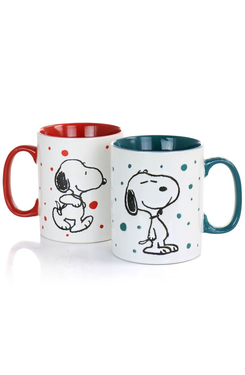 PEANUTS Freckled Joy 15oz Stoneware 4 Piece Mug Set, Alternate, color, White