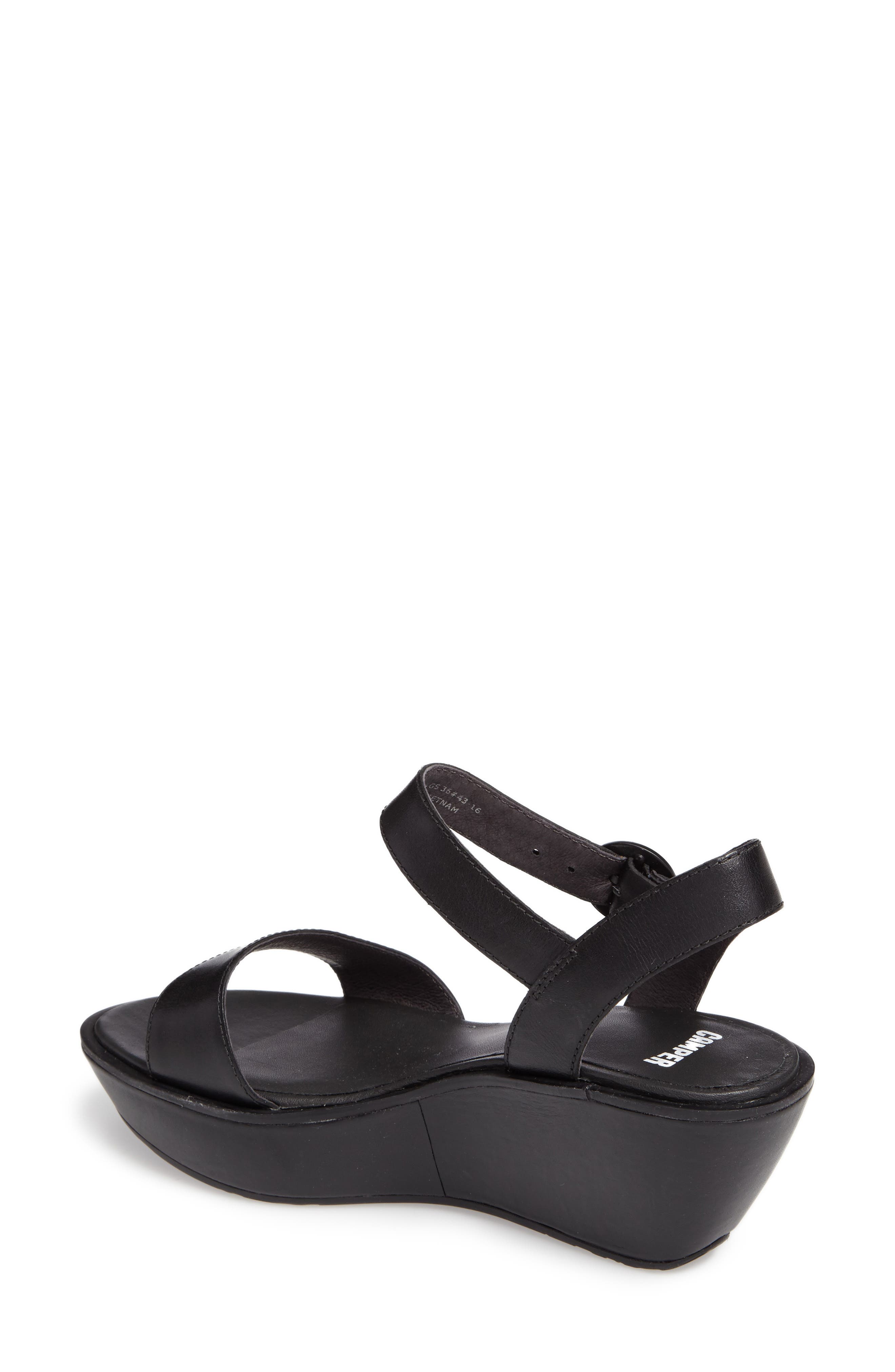 'Damas' Wedge Sandal, Alternate, color, BLACK/ BLACK LEATHER