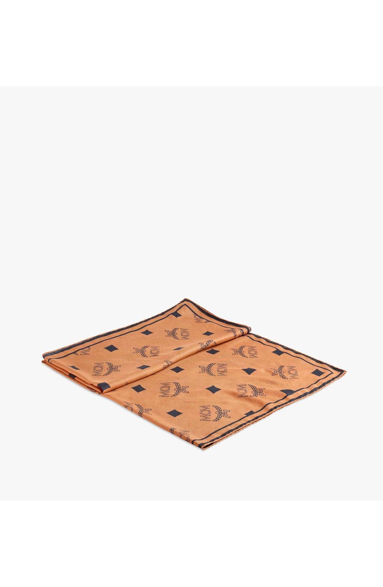 MCM Monogram Print Bandana Scarf, Alternate, color, Cognac