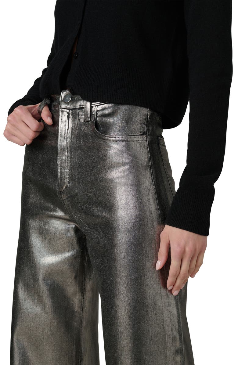 Joe's Jeans The Mia Coated Wide Leg Jeans, Alternate, color, Pewter Foil
