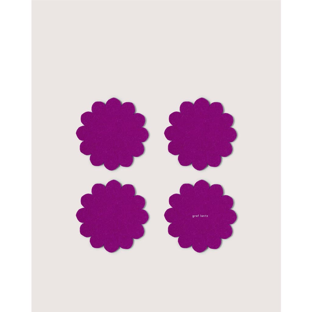 Graf & Lantz Graf Lantz Crest Merino Wool Coaster Solid 4 Pack In Pink