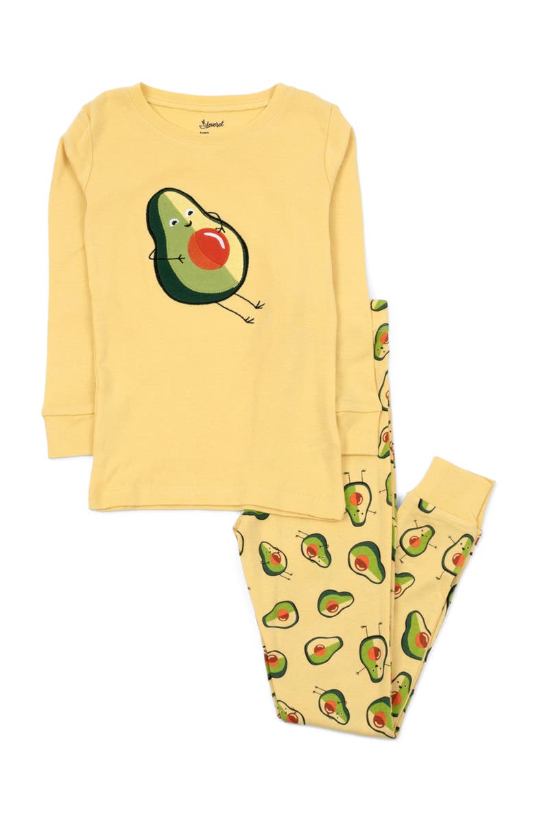 Leveret Kids Two-Piece Cotton Printed Matching Family Pajamas, Playful Graphics, Alternate, color, Avocado