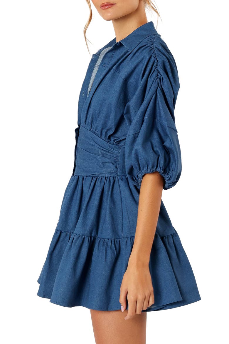 Francis Balloon Sleeve Denim Minidress, Alternate, color, BLUE DENIM
