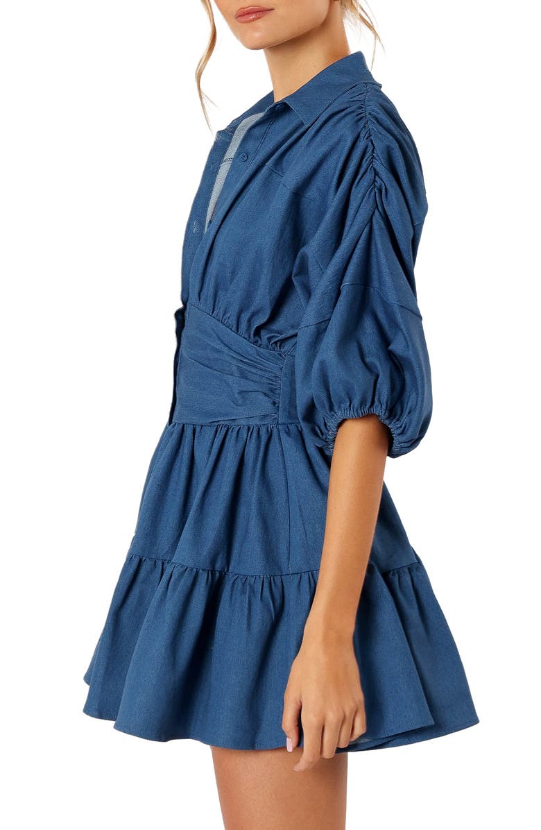Petal & Pup Francis Balloon Sleeve Denim Minidress, Alternate, color, Blue Denim
