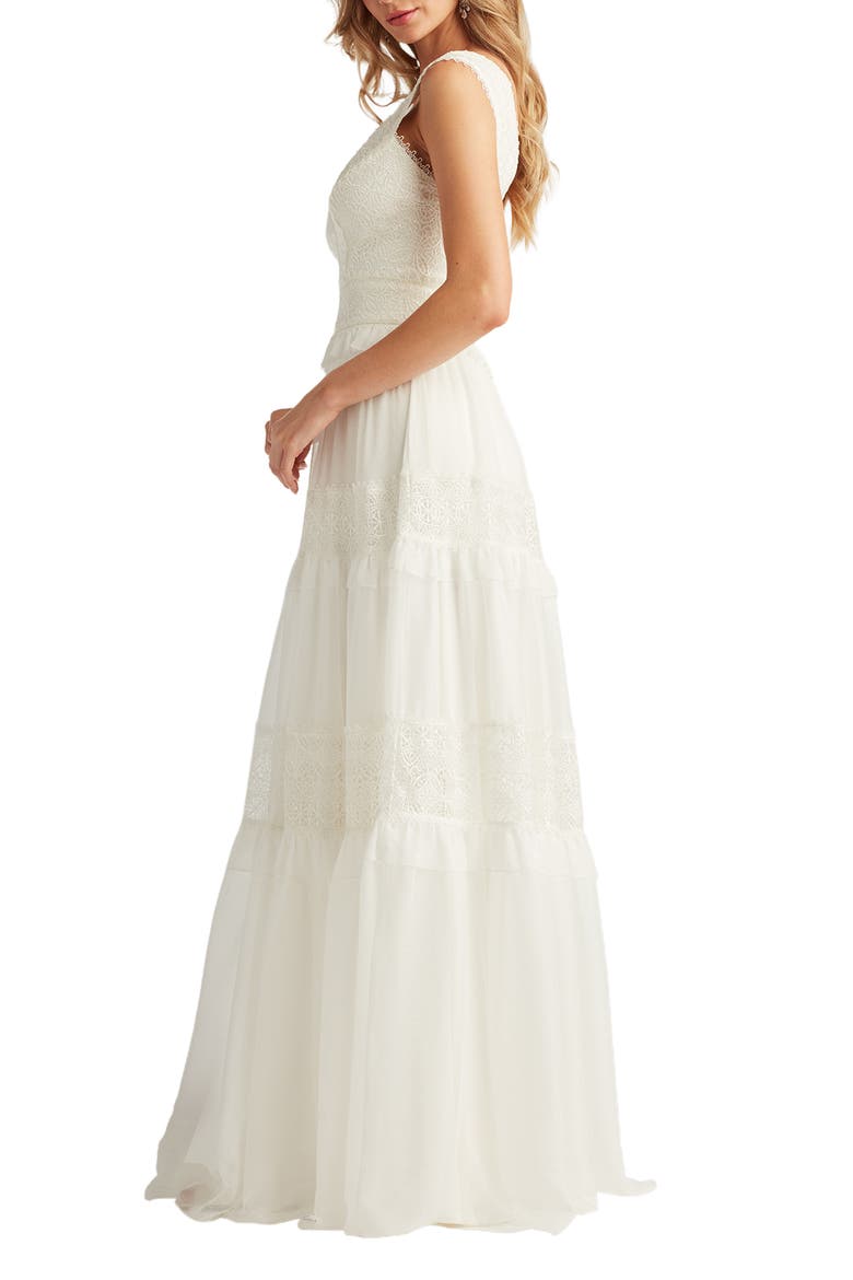 Lace Sleeveless Chiffon Gown, Alternate, color, IVORY