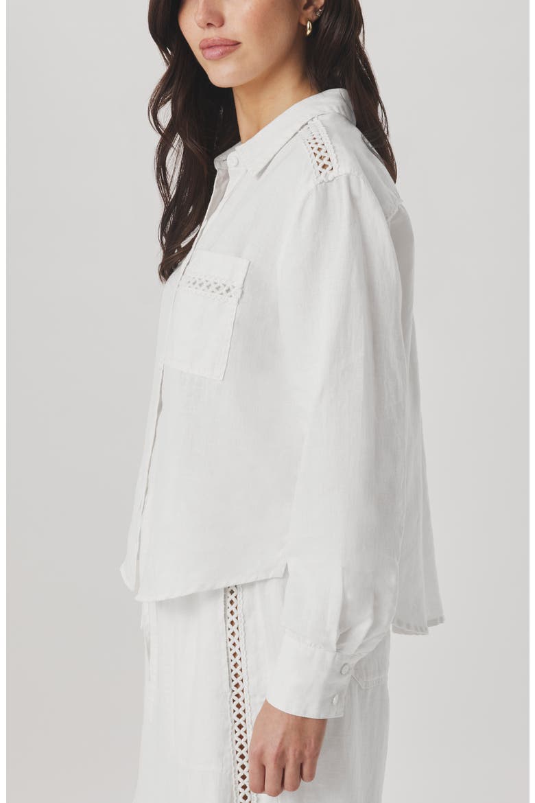 Stella Linen Button Down Shirt, Alternate, color, WHITE