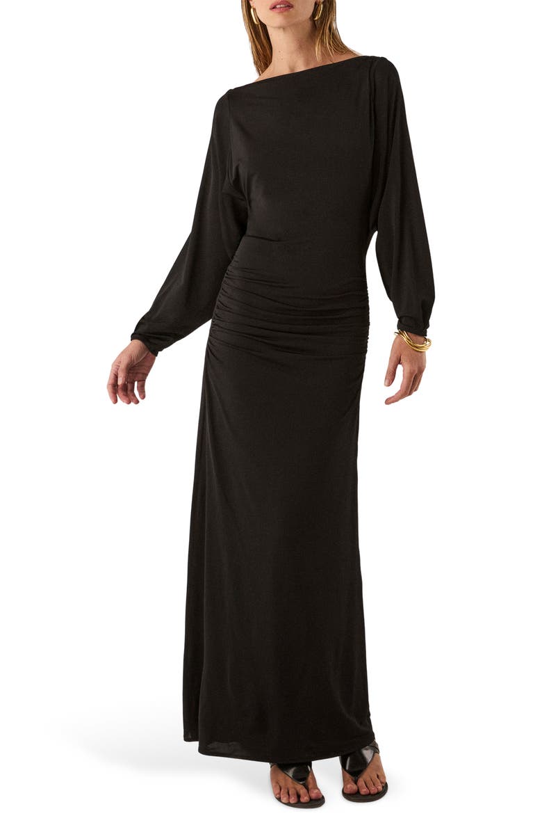 ViX Paula Hermanny Nina Long Sleeve Cover-Up Maxi Dress, Main, color, Black