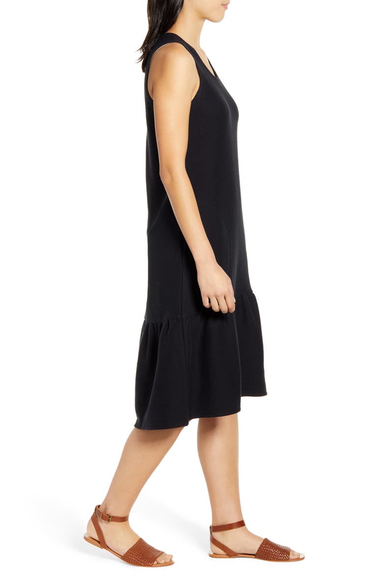 Sleeveless Ruffle Hem Dress, Alternate, color, BLACK