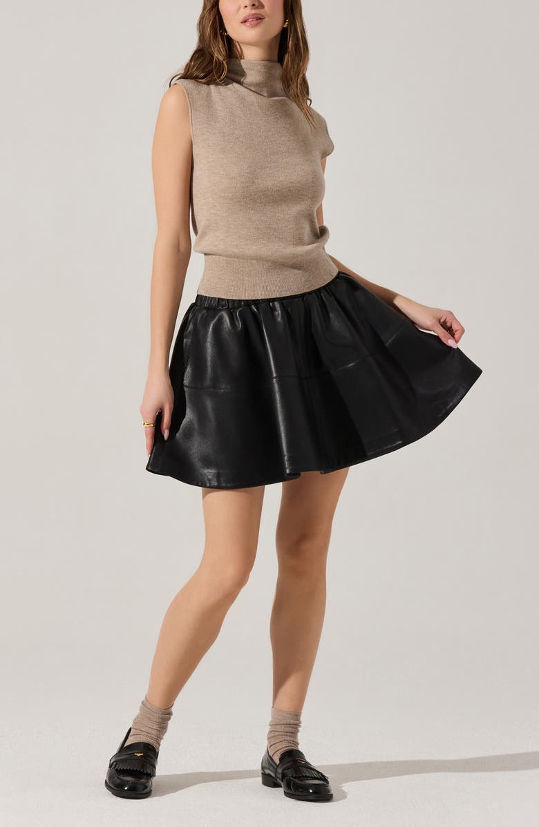 ASTR the Label Chelsey Flare Faux Leather Miniskirt, Alternate, color, Black