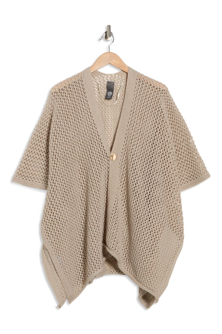 Open Knit Button Front Ruana, Alternate, color, NEUTRAL