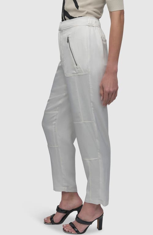 Dkny Zip Pocket Satin Pants In Ivory