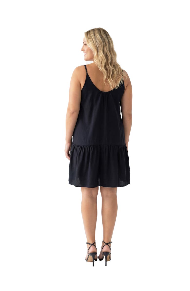 24seven Comfort Apparel Curvy Essential Scoop Neck Spaghetti Strap Pocket A-Line Mini Dress, Alternate, color, Black