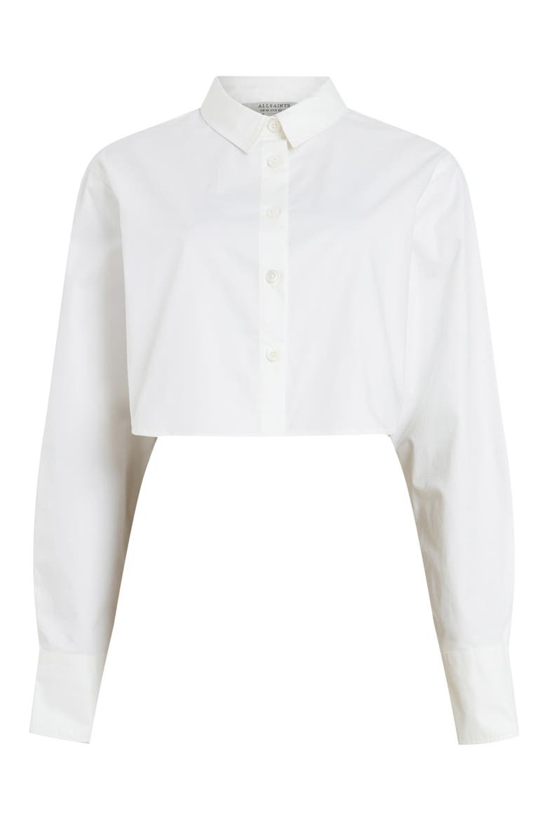 Averie Crop Button-Up Shirt, Alternate, color, WHITE