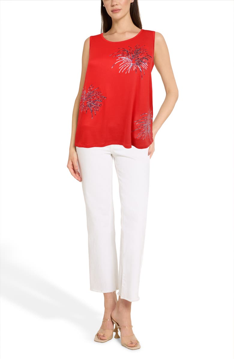 CARIBBEAN JOE The Everyday Sequin Firework Tank, Alternate, color, Red White