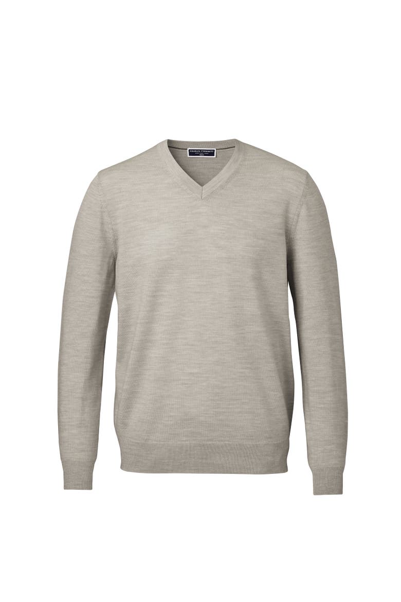 Merino V-Neck Sweater, Alternate, color, Stone