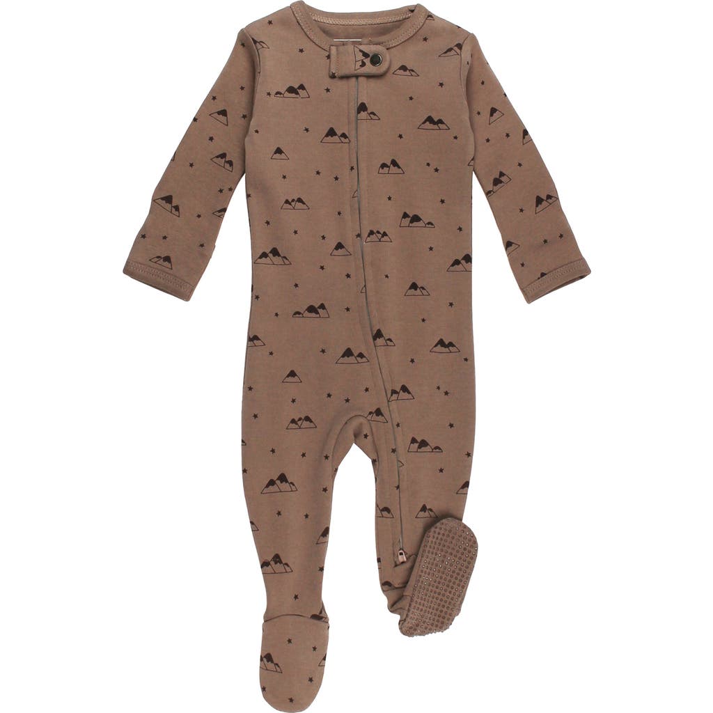 L'ovedbaby Print Fitted One-piece Organic Cotton Footie Pajamas In Brown