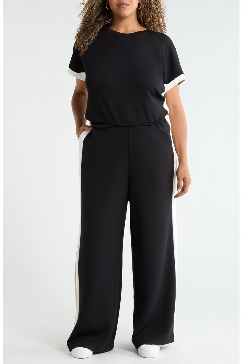 AirEssentials Colorblock Jumpsuit, Main, color, VERY BLACK STRIPE