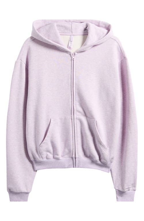 Skims Cotton Fleece Blend Classic Zip-up Hoodie In Purple