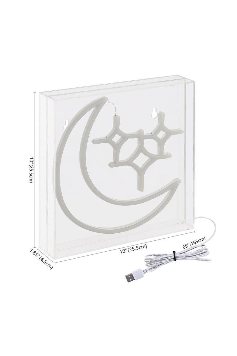 Starry Square Contemporary Glam Acrylic Box USB Operated LED Neon Light, Alternate, color, White
