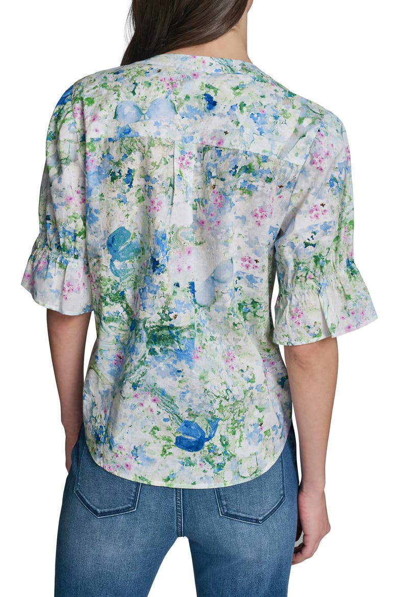 Print Puff Sleeve Top, Alternate, color, SKY BLUE MULTI