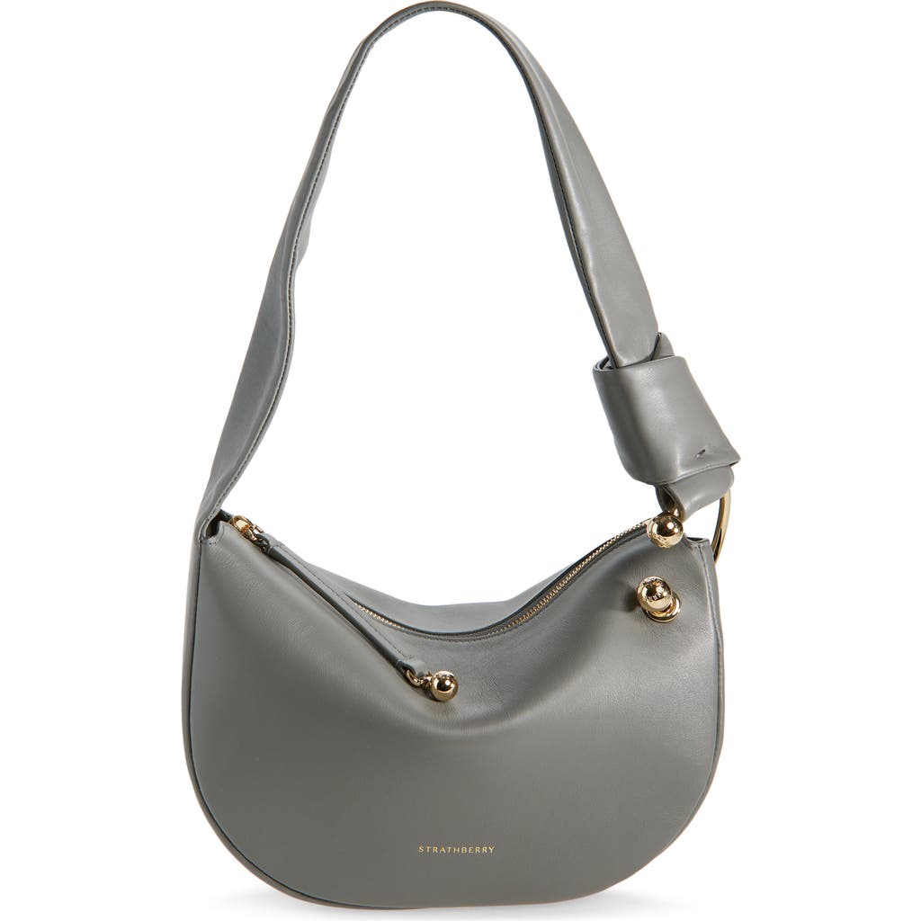 Strathberry Mini Halo Leather Shoulder Bag In Gray