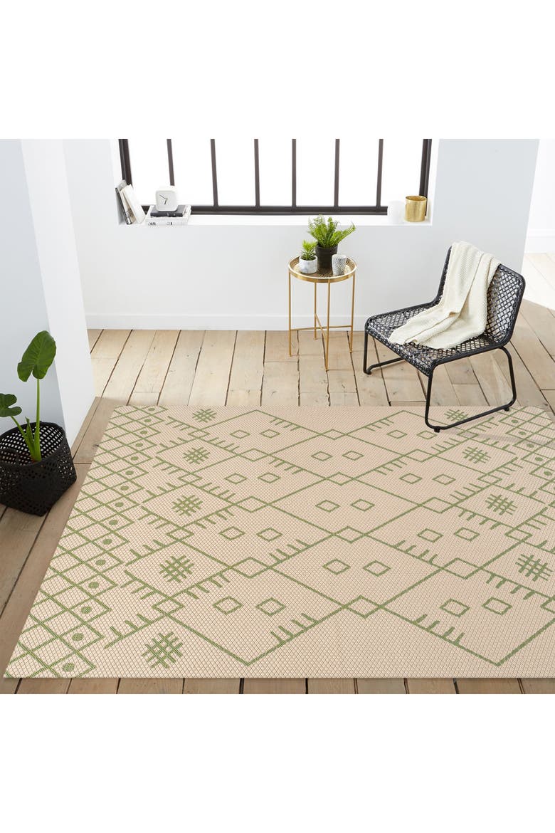 Boho Moroccan Indoor/Outdoor Area Rug, Alternate, color, Beige/Green