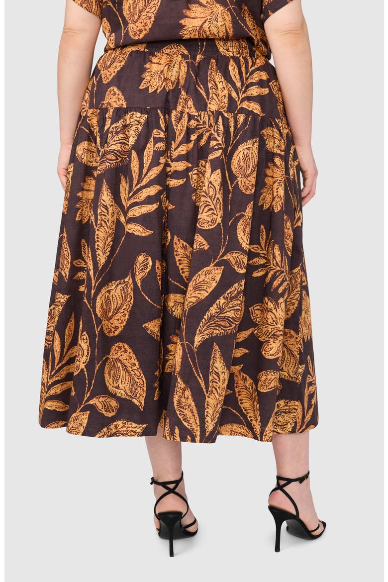 Tiered Floral Cotton Maxi Skirt, Alternate, color, RUM RAISIN