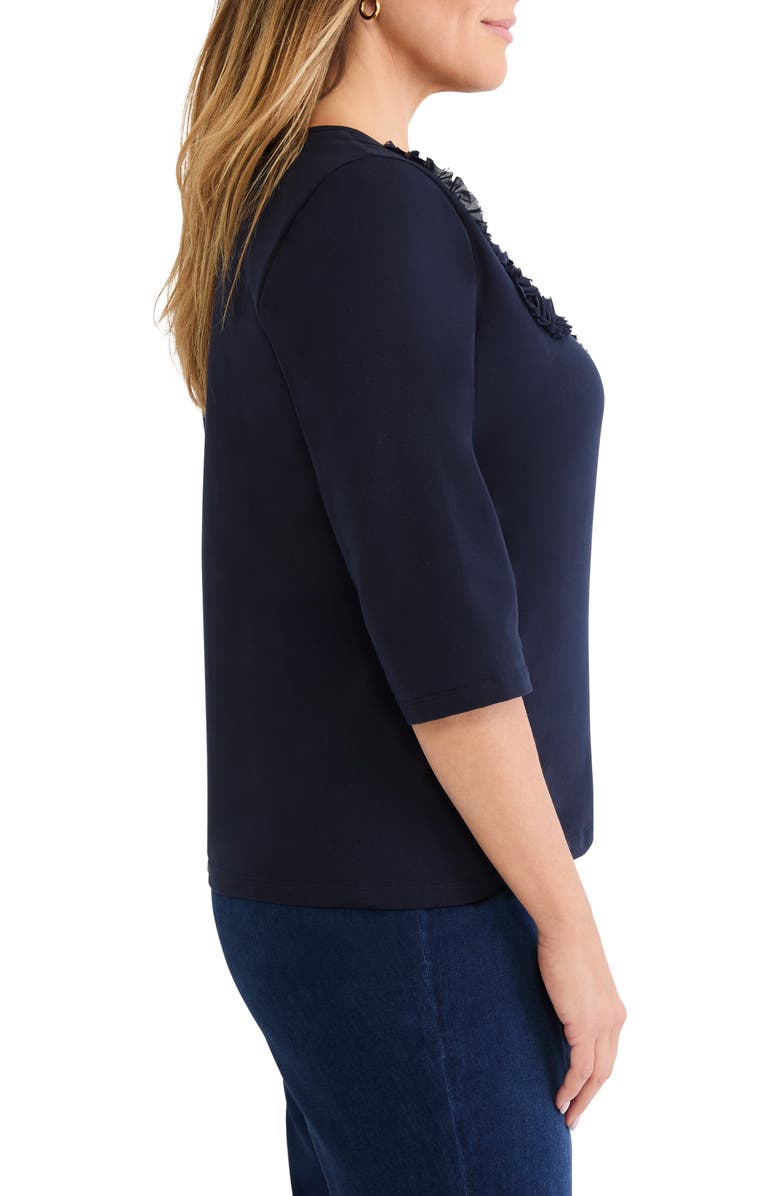 NIC+ZOE Mesh Appliqué Top, Alternate, color, Dark Indigo